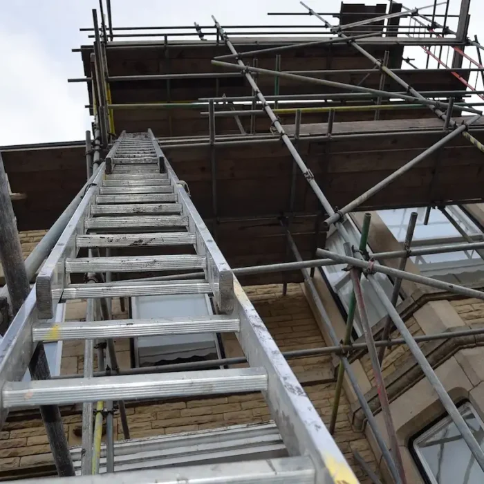 Safe scaffold access ladder installed by Palo Alto Scaffolding Rental.