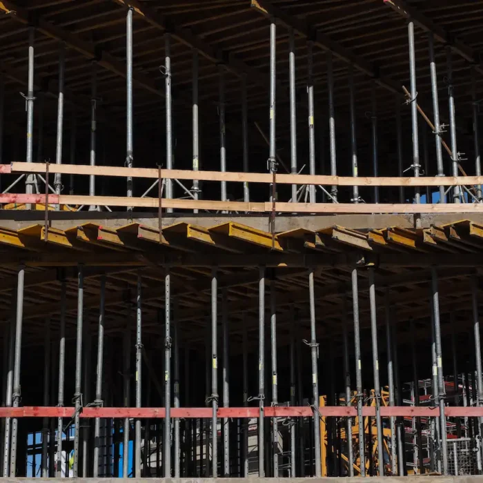 Heavy-duty support scaffolding installed by Palo Alto Scaffolding Rental for structural work.